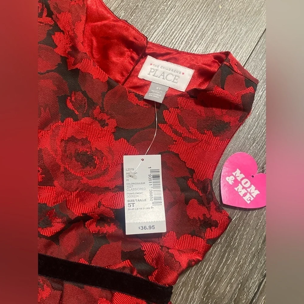 The Children’s Place Holiday Red Floral Fit & Flare Sleeveless Dress 5T